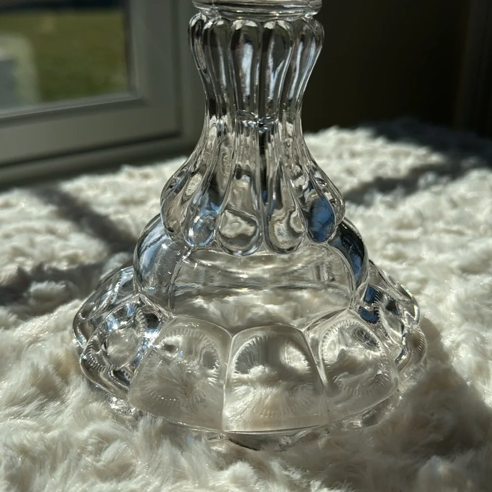 VINTAGE 19th CENTURY~PRISCILLA~PRESSED GLASS MOON~STARS~PRESSED COMPOTE~NICE~KCC